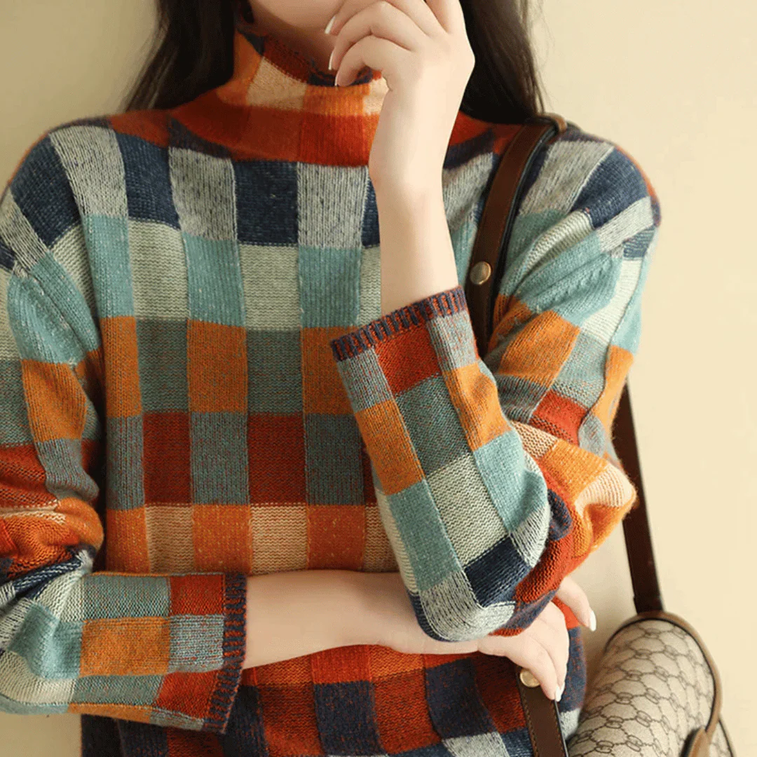 Heidi-Mode | Sweater - Cashmere Patchwork-Turtleneck-Strick - Image 3