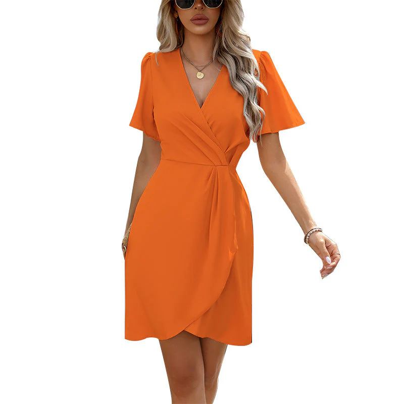 Heidi-Mode | Taillienverstellbares Ein-Schritt Rock Kurzarm Polyester Kleid - Image 4