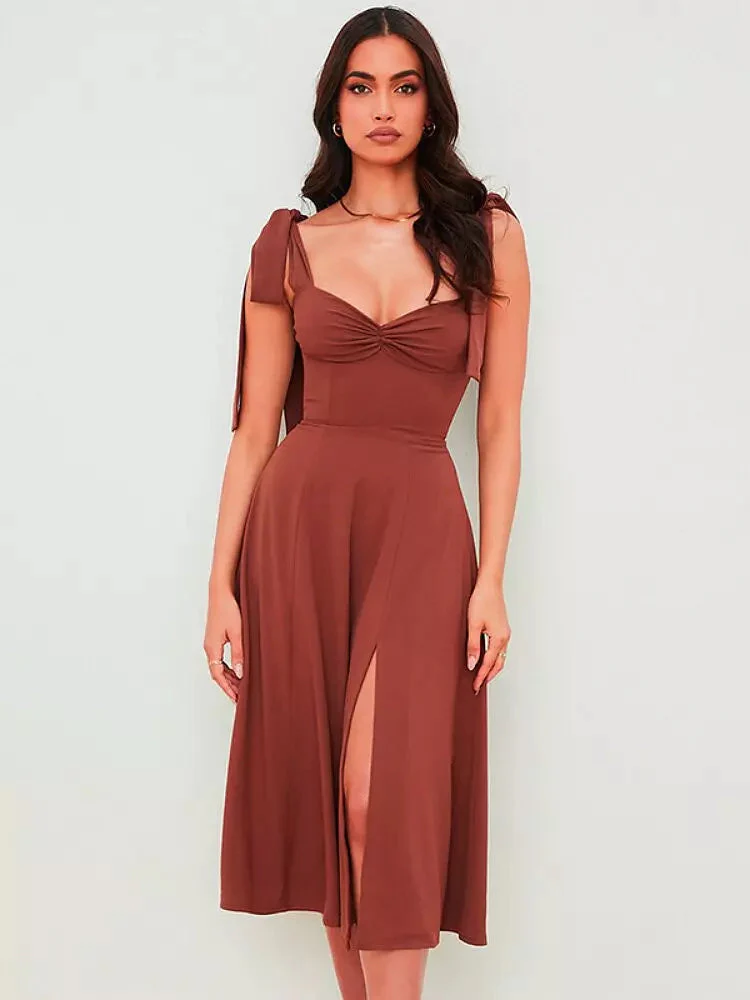 Heidi-Mode | Rückenfreies Korsett Korean Midi-Kleid für Frauen - Image 2