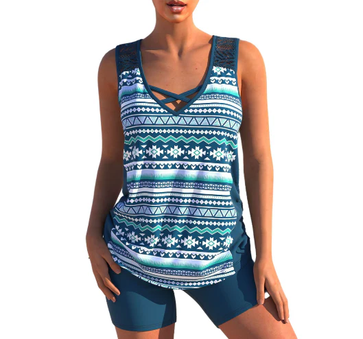 Heidi-Mode | Tankini-Set Sommerliches Tankini-Set mit Geometrischem V-Ausschnitt - Image 3