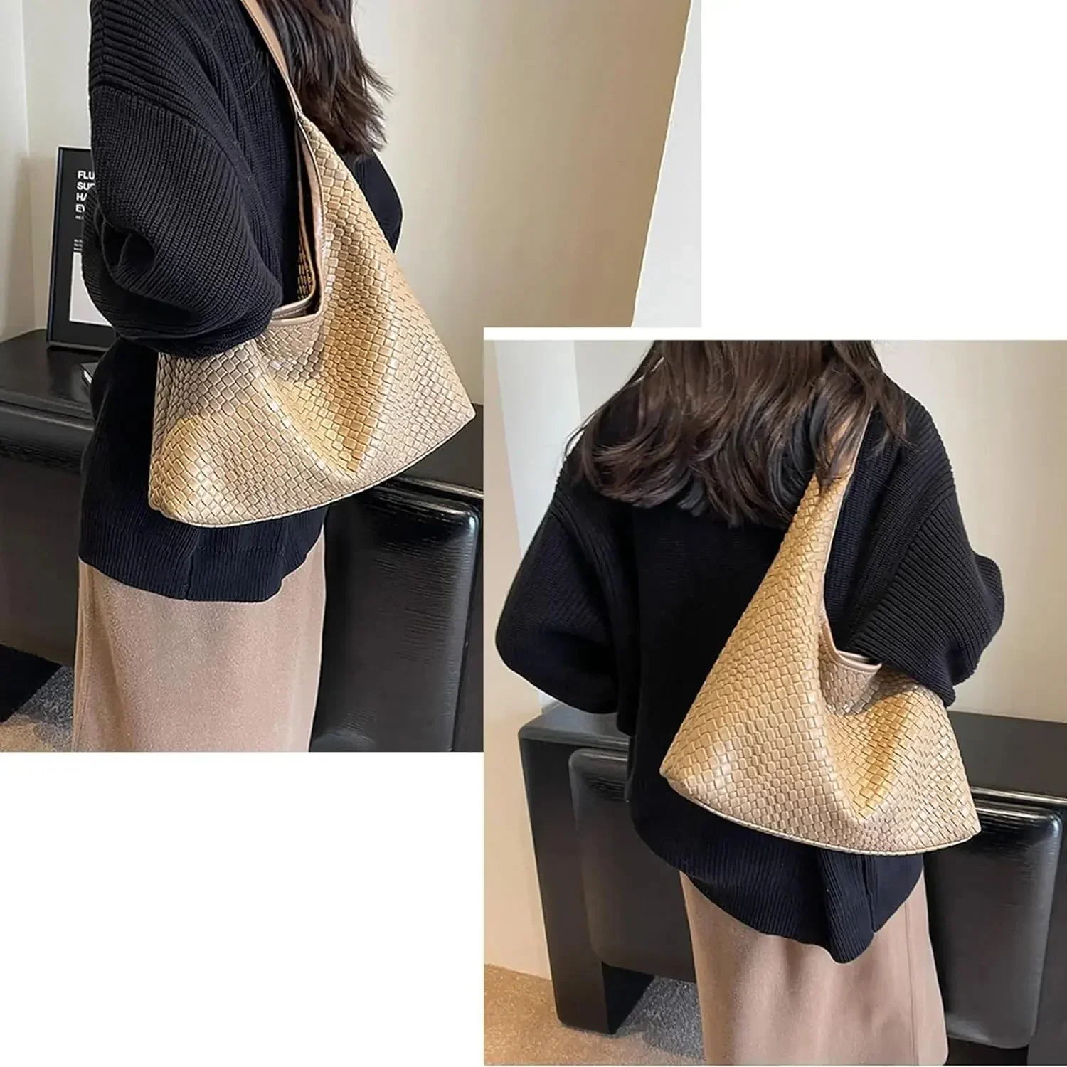 Heidi-Mode | Tasche Vegan Leder Alltag Gewebte Tasche Schultertasche - Image 11