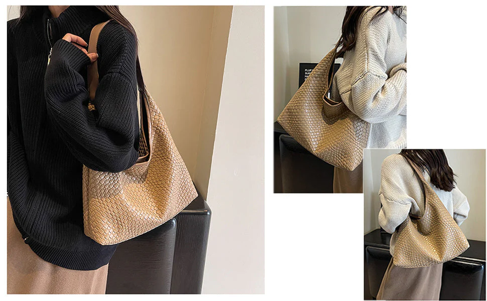 Heidi-Mode | Tasche Vegan Leder Alltag Gewebte Tasche Schultertasche - Image 12