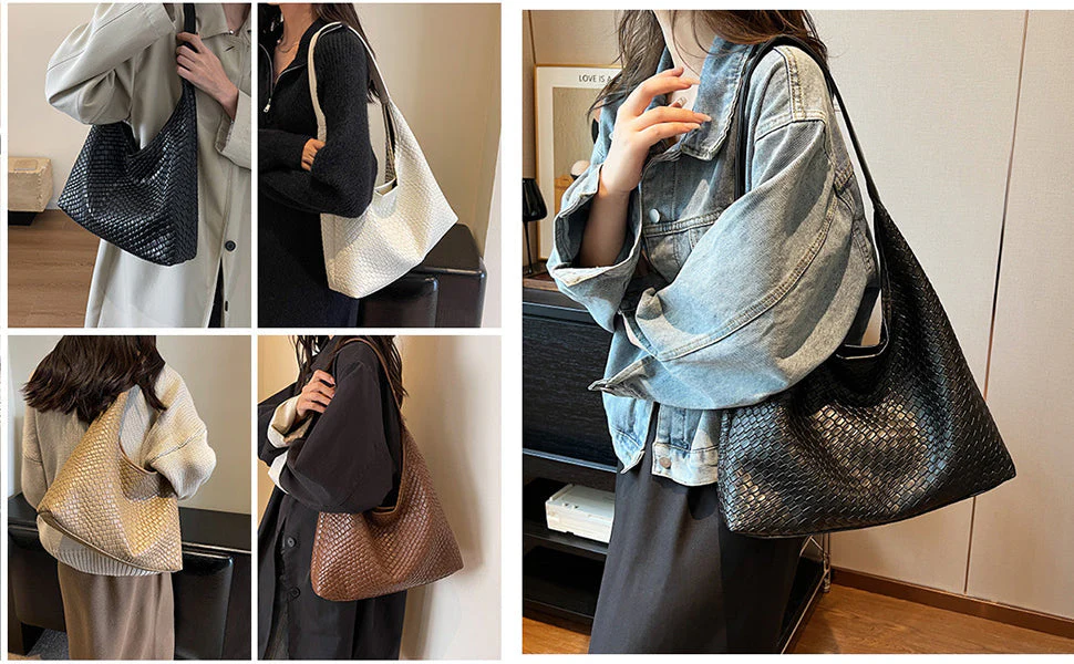 Heidi-Mode | Tasche Vegan Leder Alltag Gewebte Tasche Schultertasche - Image 5
