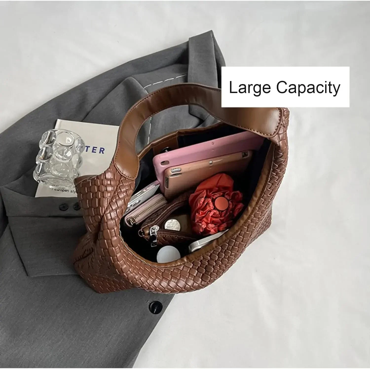 Heidi-Mode | Tasche Vegan Leder Alltag Gewebte Tasche Schultertasche - Image 7