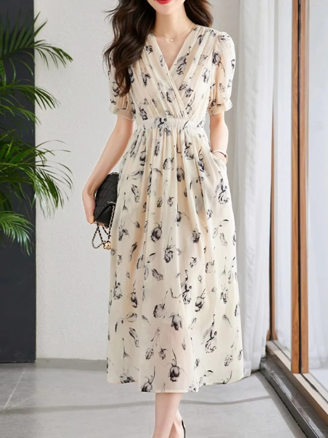Heidi-Mode | Temperament Kurzarm Chiffonkleid - Image 10