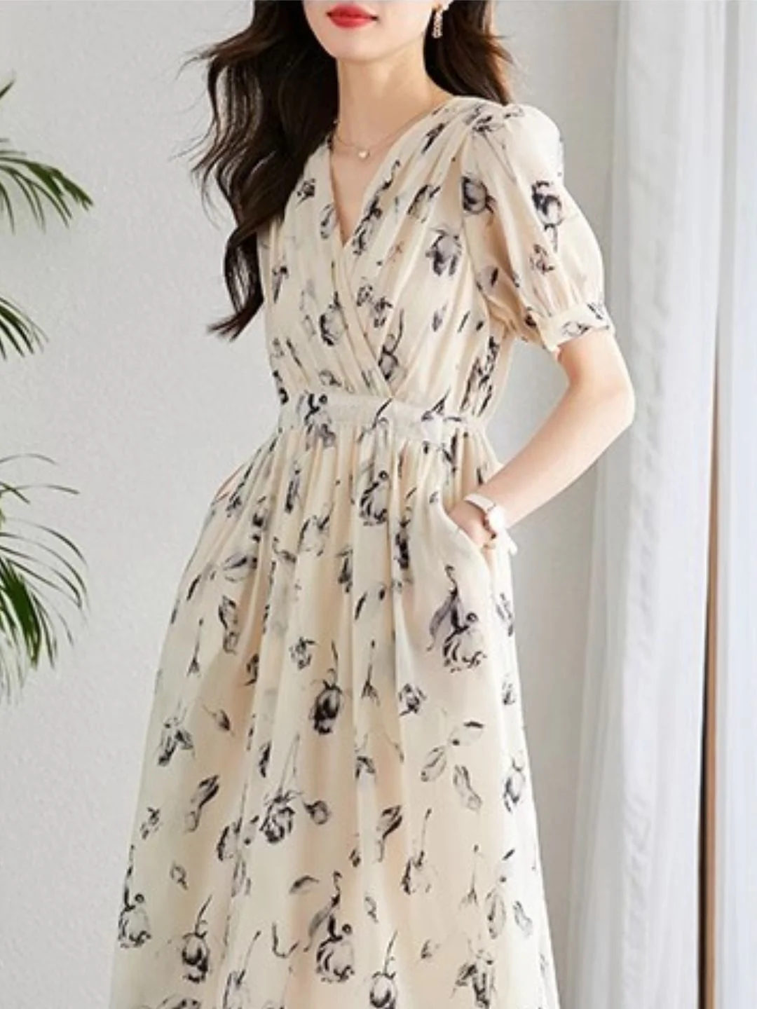 Heidi-Mode | Temperament Kurzarm Chiffonkleid - Image 6