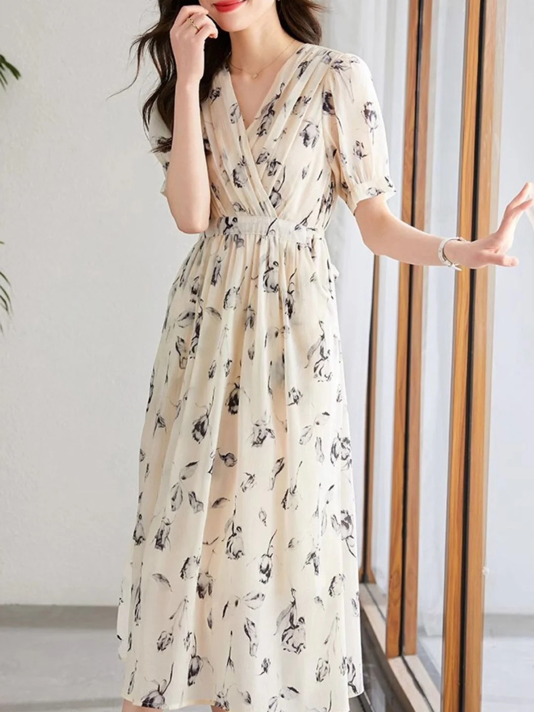 Heidi-Mode | Temperament Kurzarm Chiffonkleid - Image 7