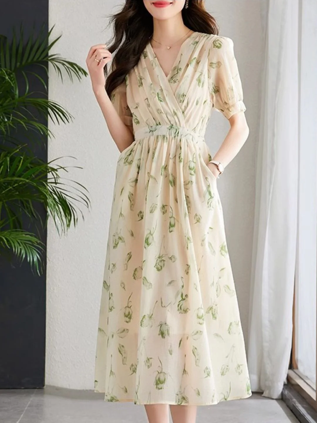 Heidi-Mode | Temperament Kurzarm Chiffonkleid - Image 9
