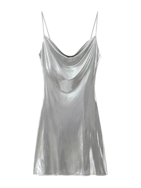 Heidi-Mode | Tiefer Rückenausschnitt Metallisches Straps Kleid - Image 12