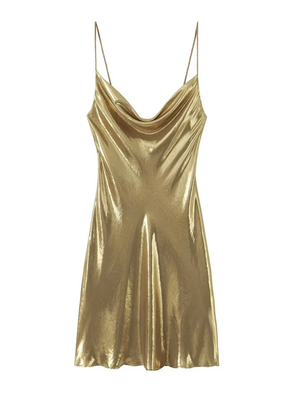 Heidi-Mode | Tiefer Rückenausschnitt Metallisches Straps Kleid - Image 16