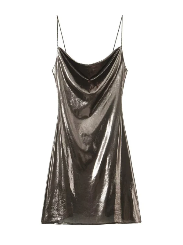 Heidi-Mode | Tiefer Rückenausschnitt Metallisches Straps Kleid - Image 17