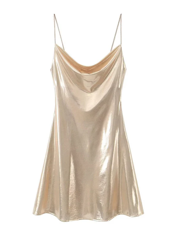 Heidi-Mode | Tiefer Rückenausschnitt Metallisches Straps Kleid - Image 18