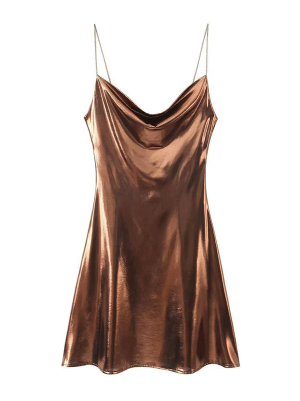 Heidi-Mode | Tiefer Rückenausschnitt Metallisches Straps Kleid - Image 19