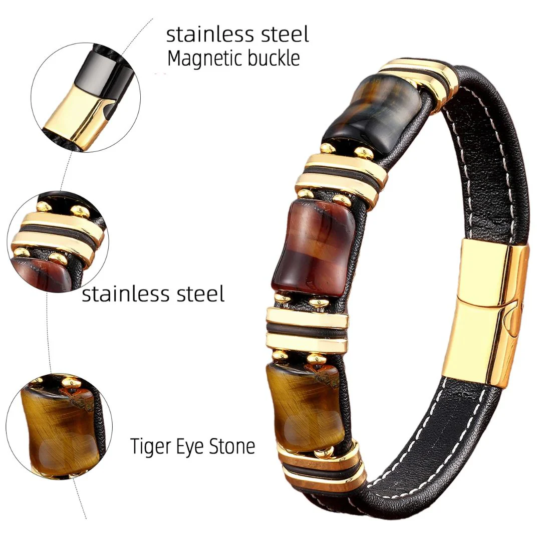 Heidi-Mode | Tigerauge Naturstein Lederarmband - Image 7