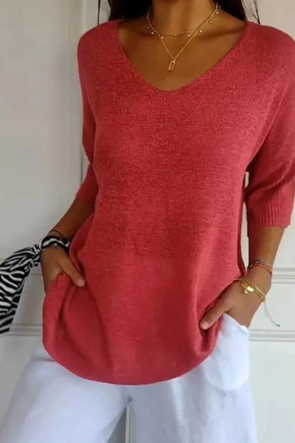 Heidi-Mode | Stricktop mit V-Ausschnitt - Image 2