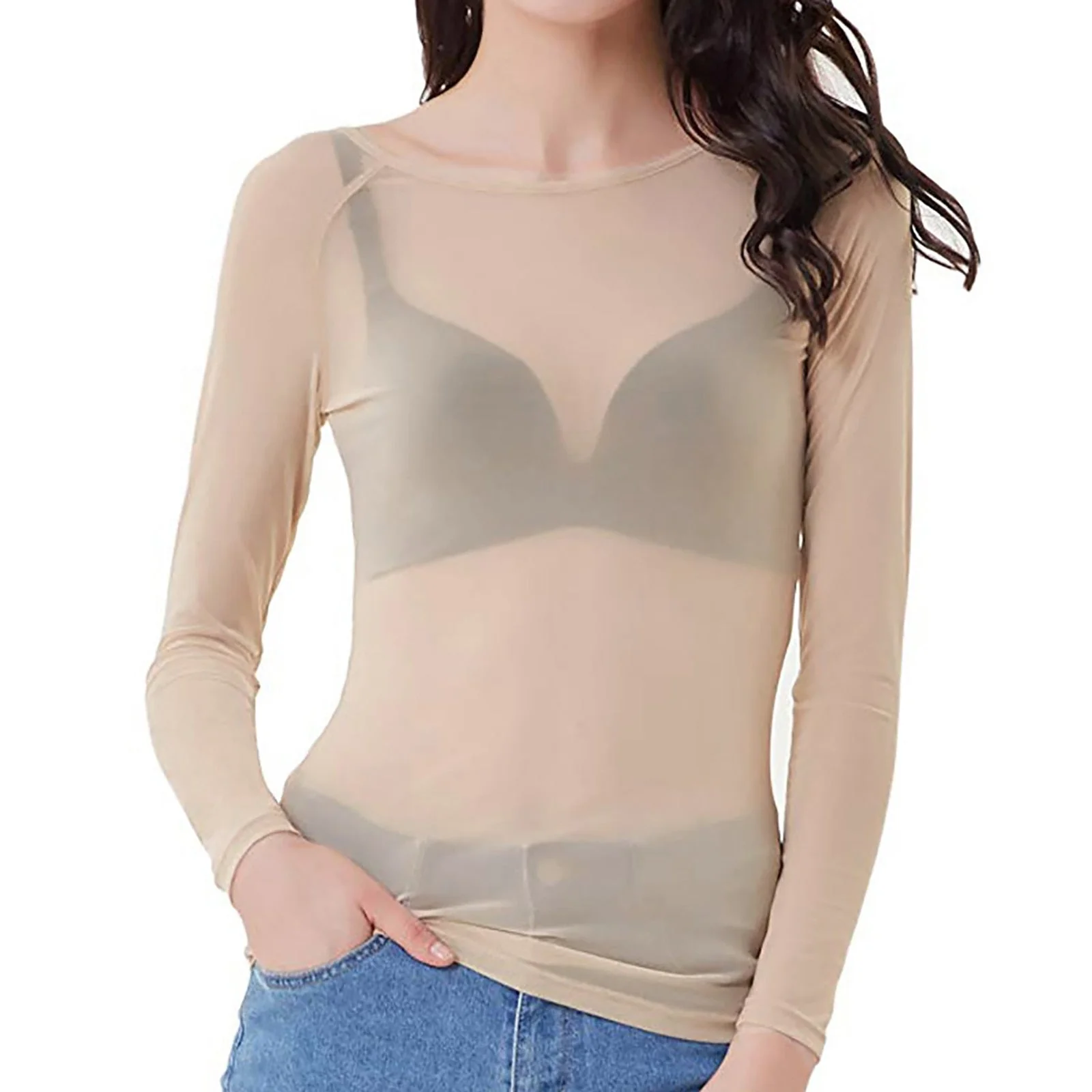 Heidi-Mode | Transparente Mesh Langarm Top für Damen - Image 5