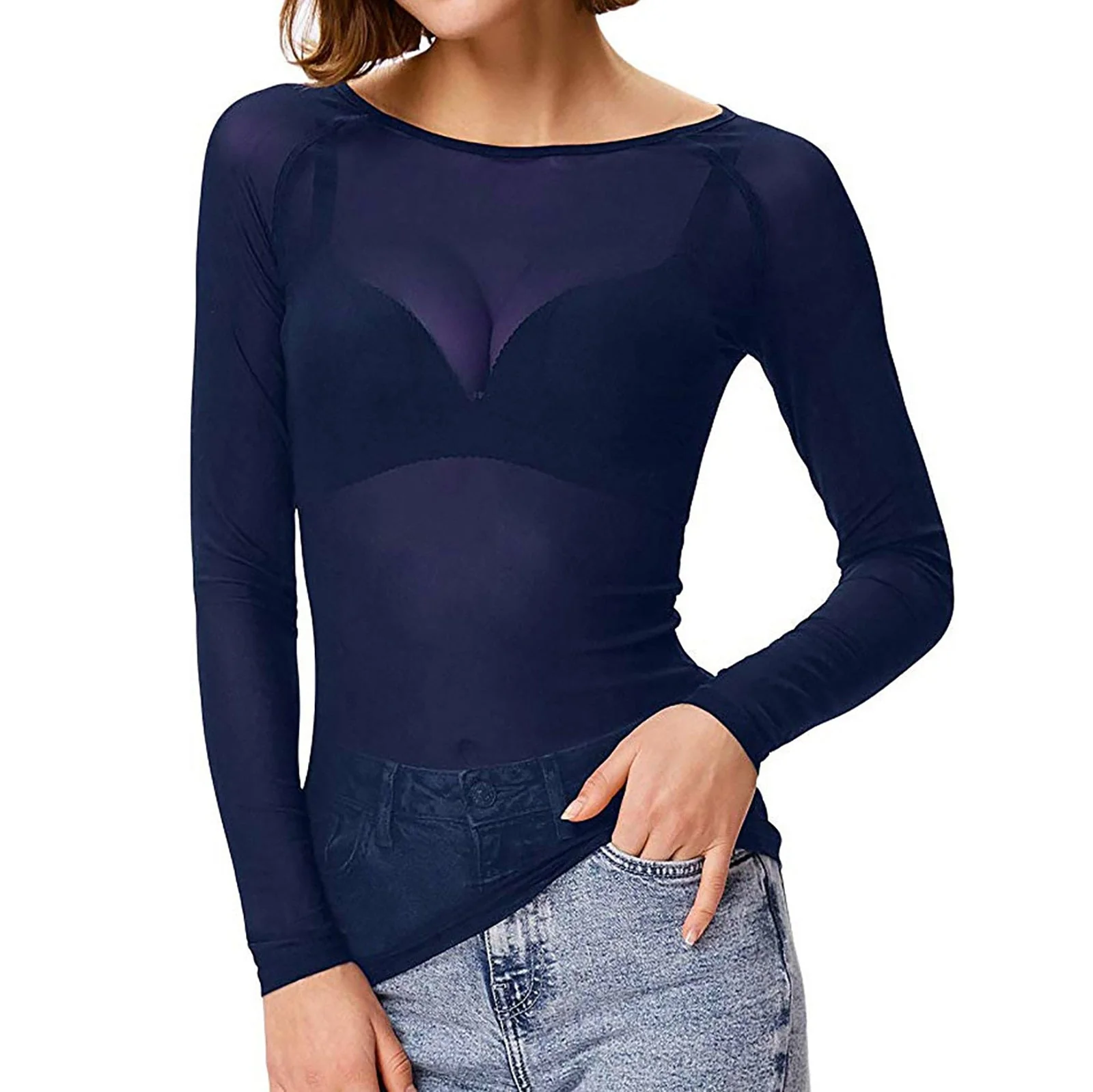 Heidi-Mode | Transparentes Mesh Langarmtop für Damen - Image 3
