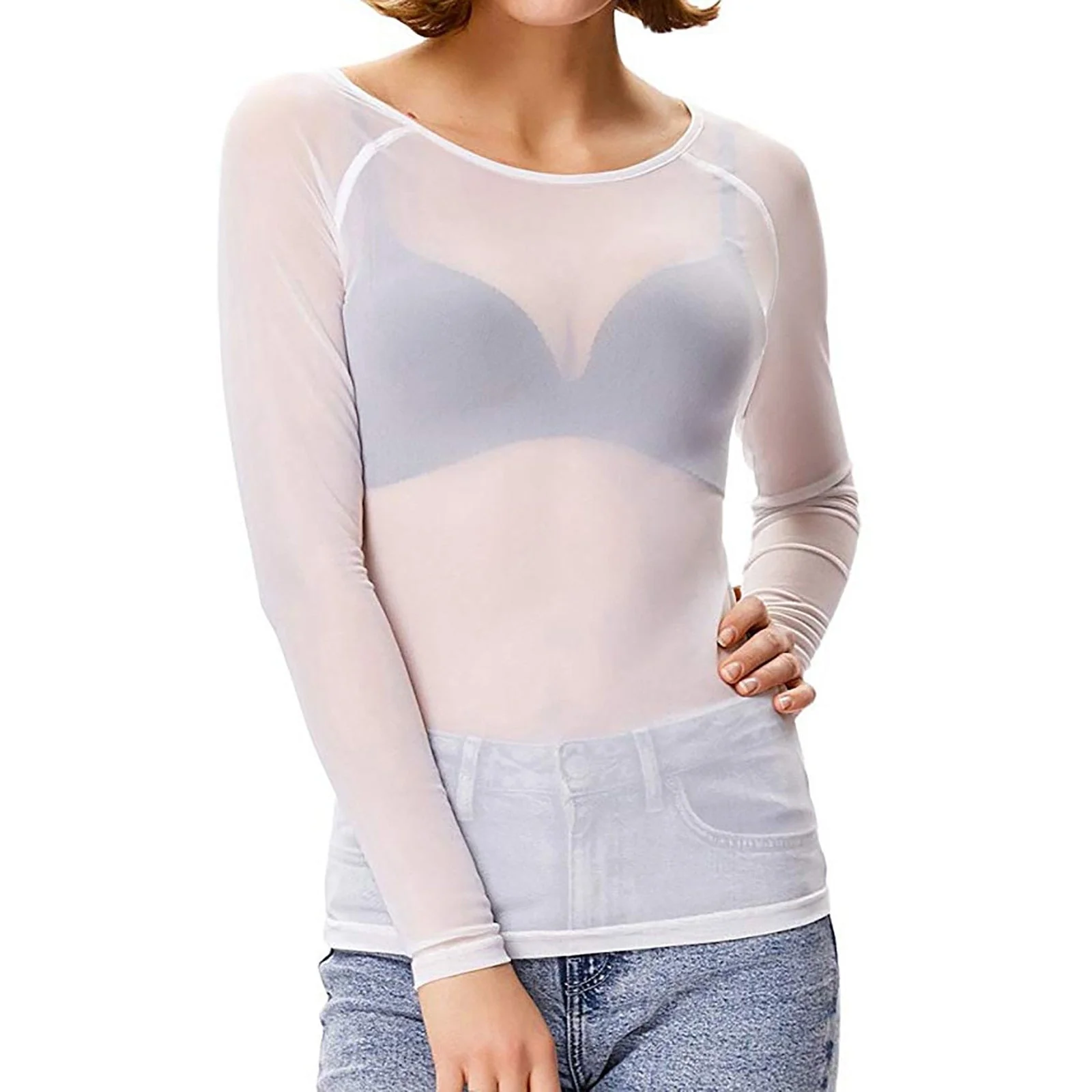 Heidi-Mode | Transparentes Mesh Langarmtop für Damen - Image 4