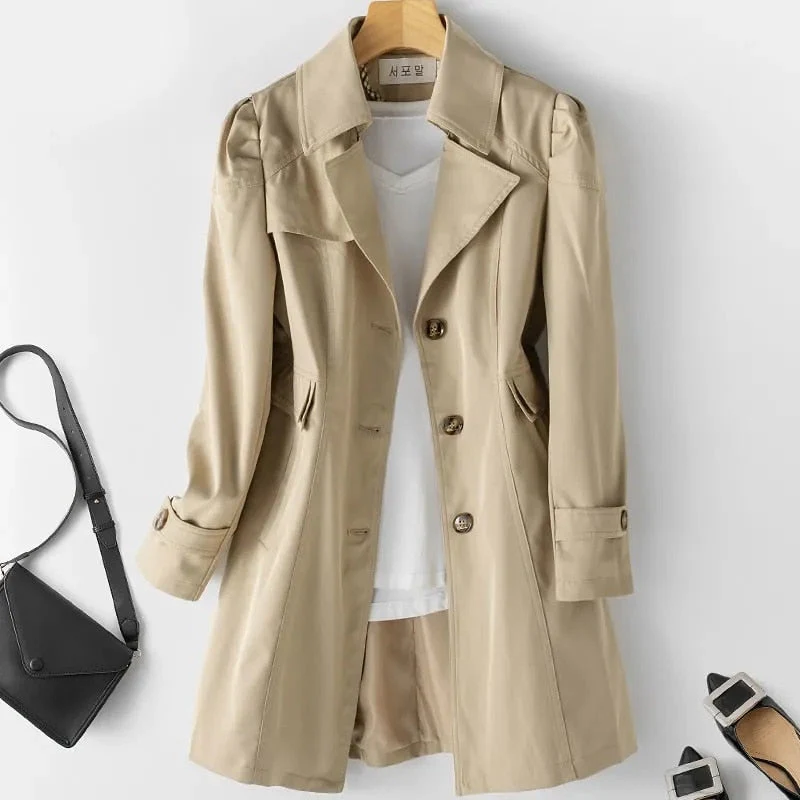 Heidi-Mode | Einreihiger Mittellanger Trenchcoat für Frauen - Image 5