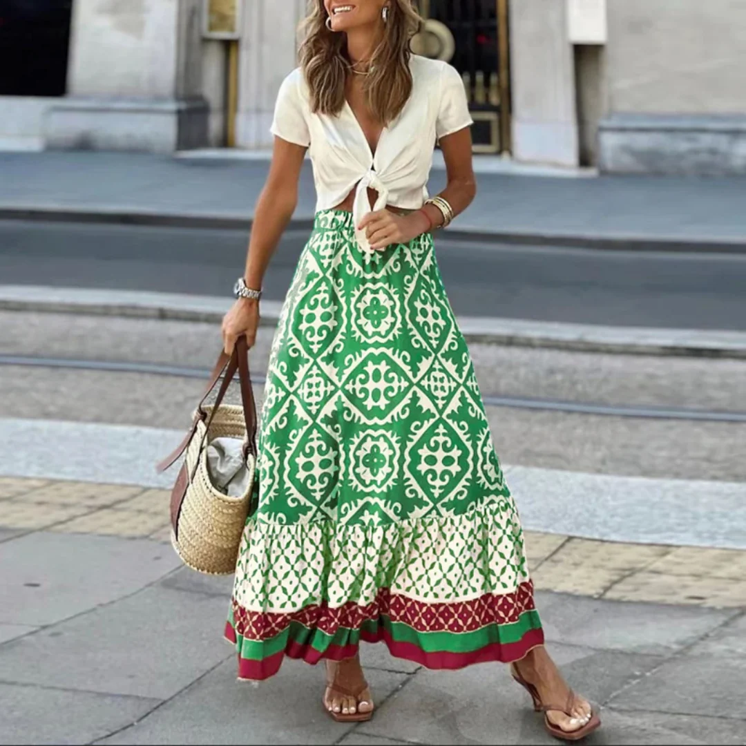 Heidi-Mode | Trendiger High Waist Rock mit Geometrischem Muster - Image 4