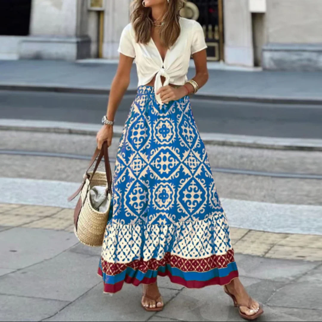 Heidi-Mode | Trendiger High Waist Rock mit Geometrischem Muster - Image 5