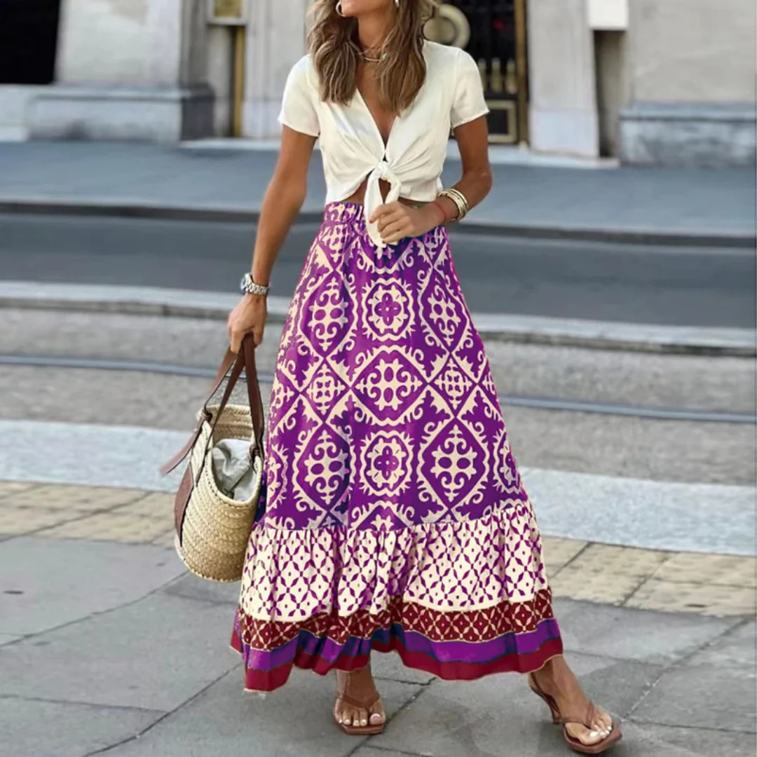 Heidi-Mode | Trendiger High Waist Rock mit Geometrischem Muster - Image 6