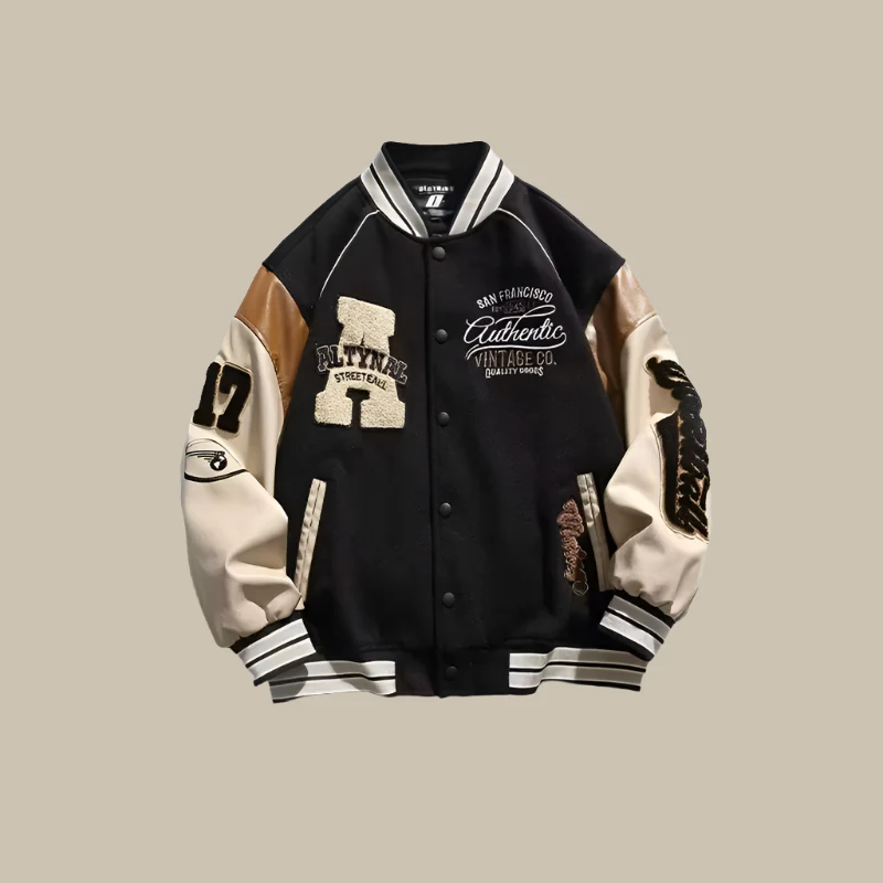 Heidi-Mode | Trendy Übergroße Weinlese Baseballjacke für Herren - Image 2