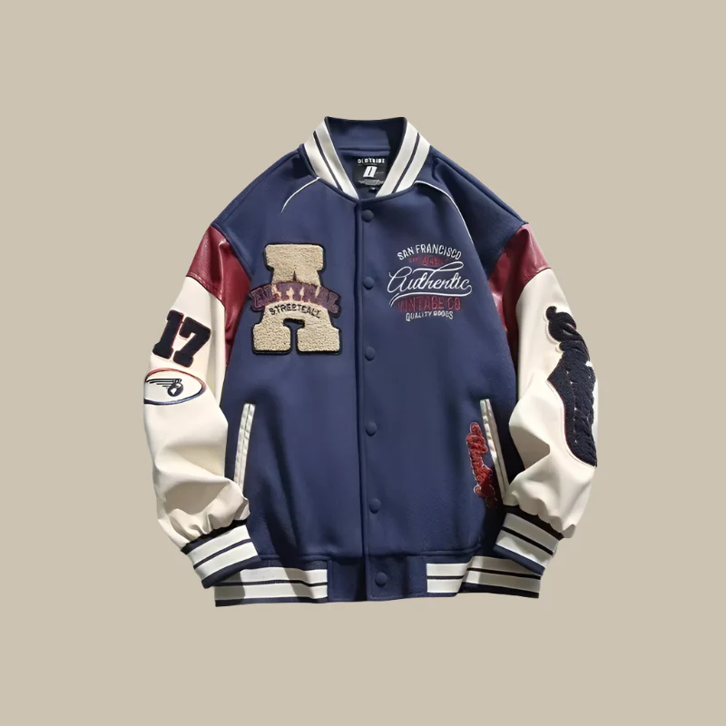 Heidi-Mode | Trendy Übergroße Weinlese Baseballjacke für Herren - Image 3