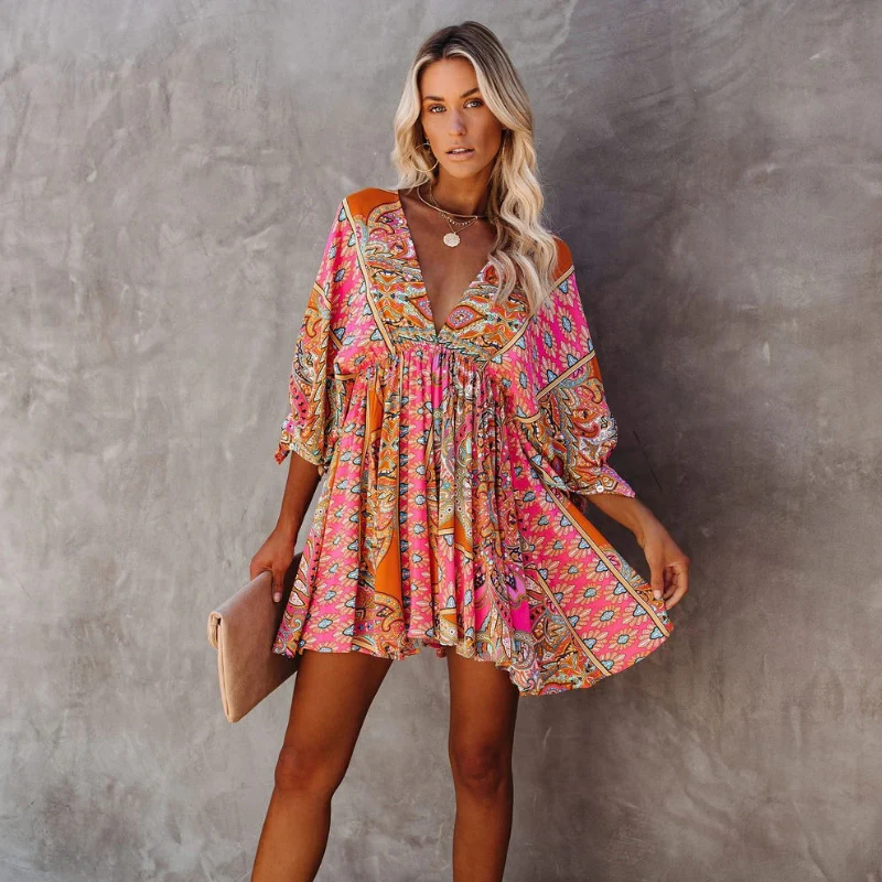 Heidi-Mode | Trendy Kurze Boho Blumenkleid für Damen - Image 2