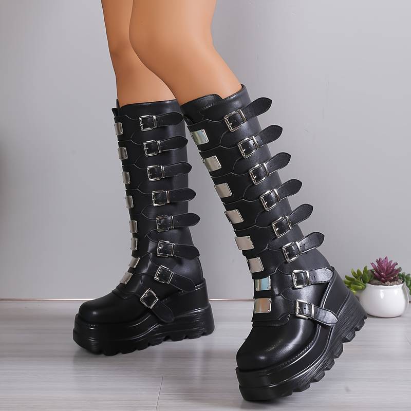 Heidi-Mode | Trendy Stiefel Auf Plattform mit Schnallen - Image 2