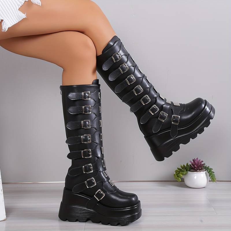 Heidi-Mode | Trendy Stiefel Auf Plattform mit Schnallen - Image 4