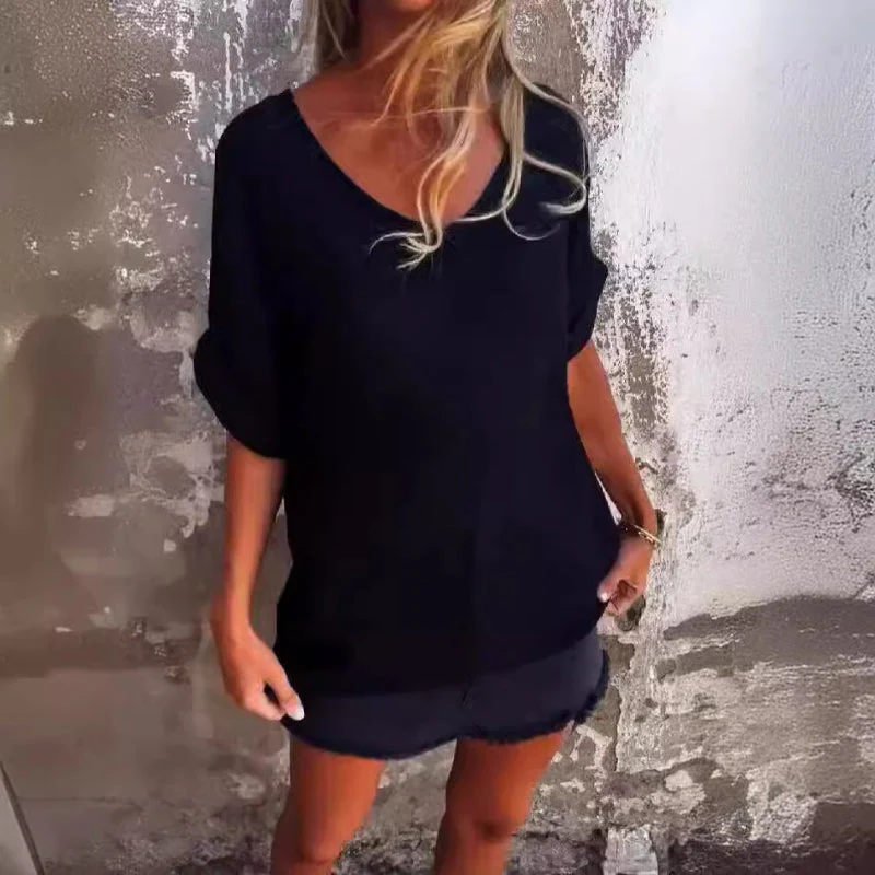 Heidi-Mode | T-Shirt mit Übergroßem V-Ausschnitt für Damen - Image 2