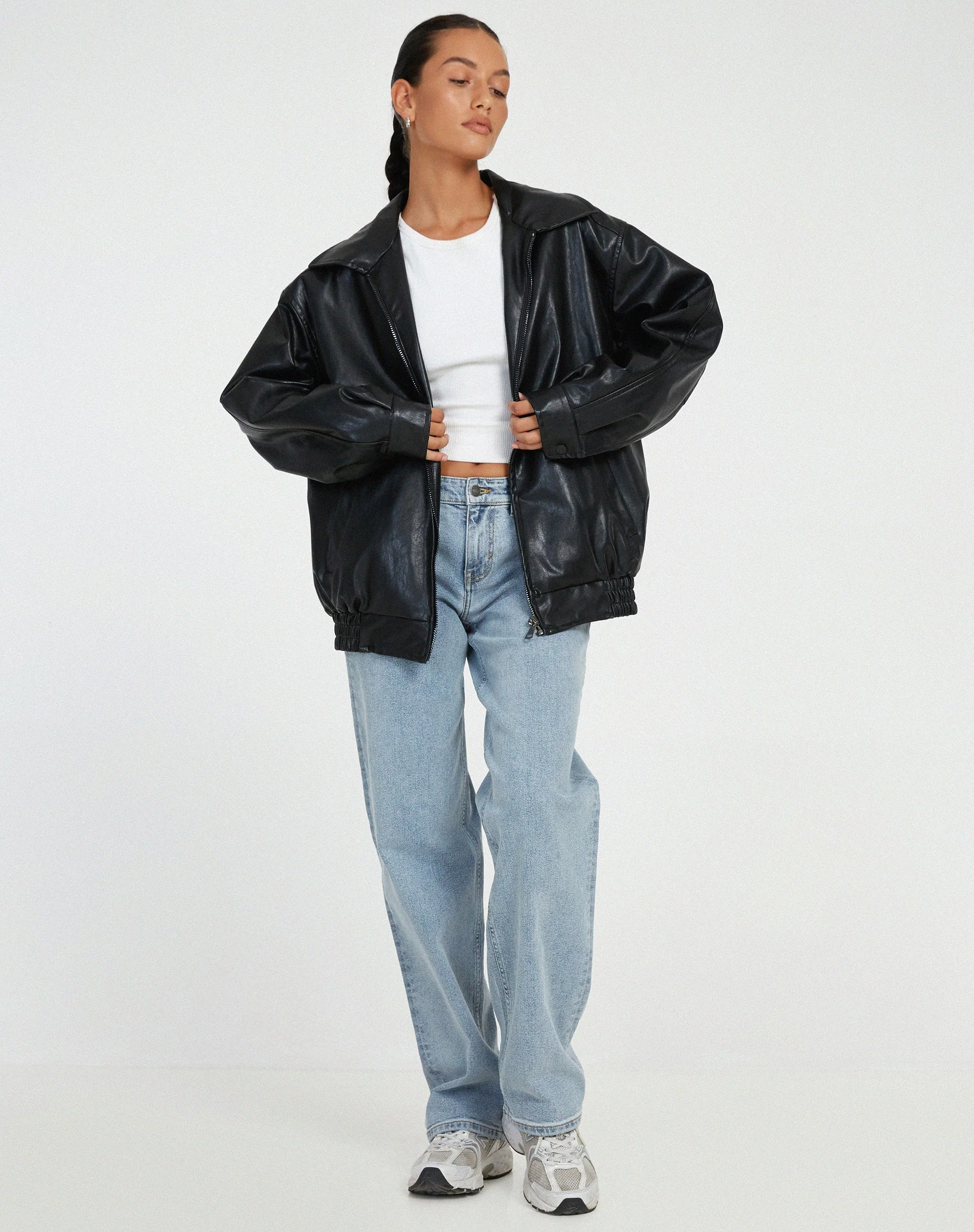 Heidi-Mode | Übergroße Jacke Kunstleder Reißverschluss Kunstlederjacke Damenjacken - Image 6