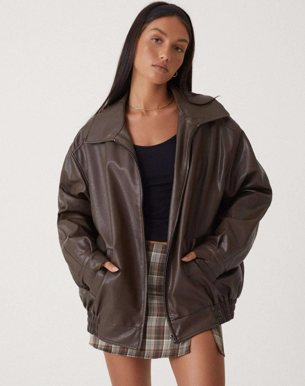 Heidi-Mode | Übergroße Jacke Kunstleder Reißverschluss Kunstlederjacke Damenjacken - Image 7