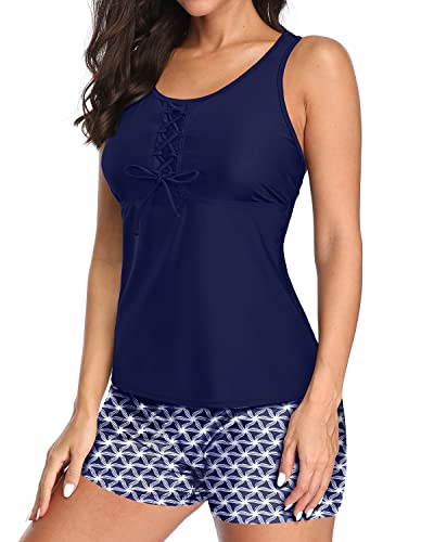 Heidi-Mode | U-Neck Tankini Satz mit Mesh Racerback und Boyleg Shorts für Frauen - Image 3