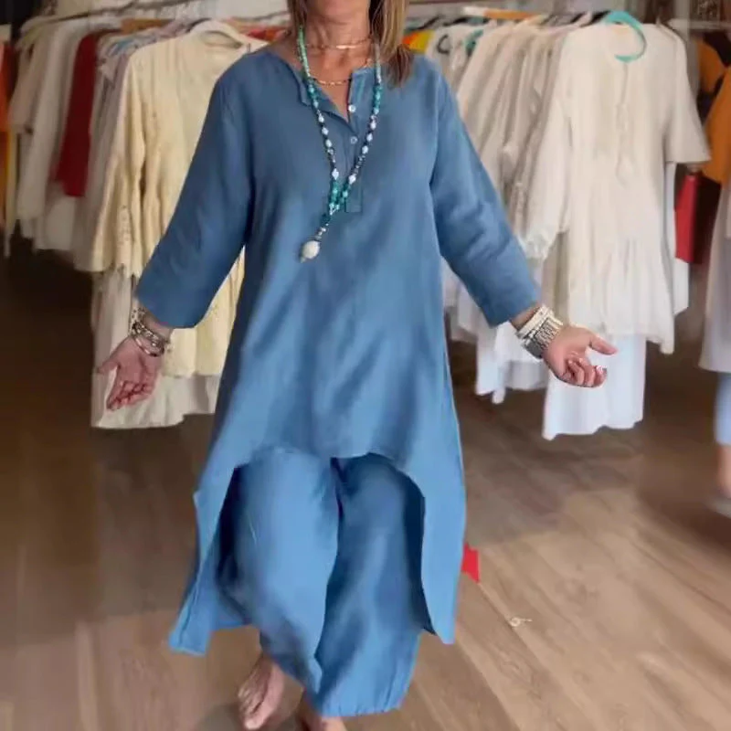 Heidi-Mode | Unifarbener Freizeitanzug Aus Leinen für Damen - Image 10