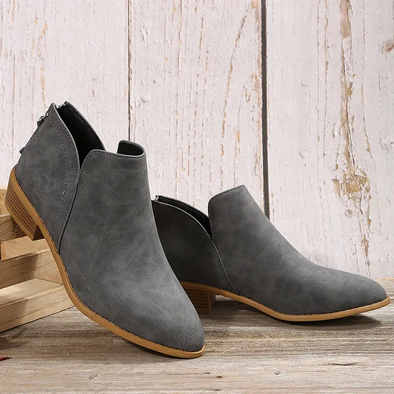 Heidi-Mode | V-Ausschnitt Chic Dicke Absatzstiefel für Damen - Image 6