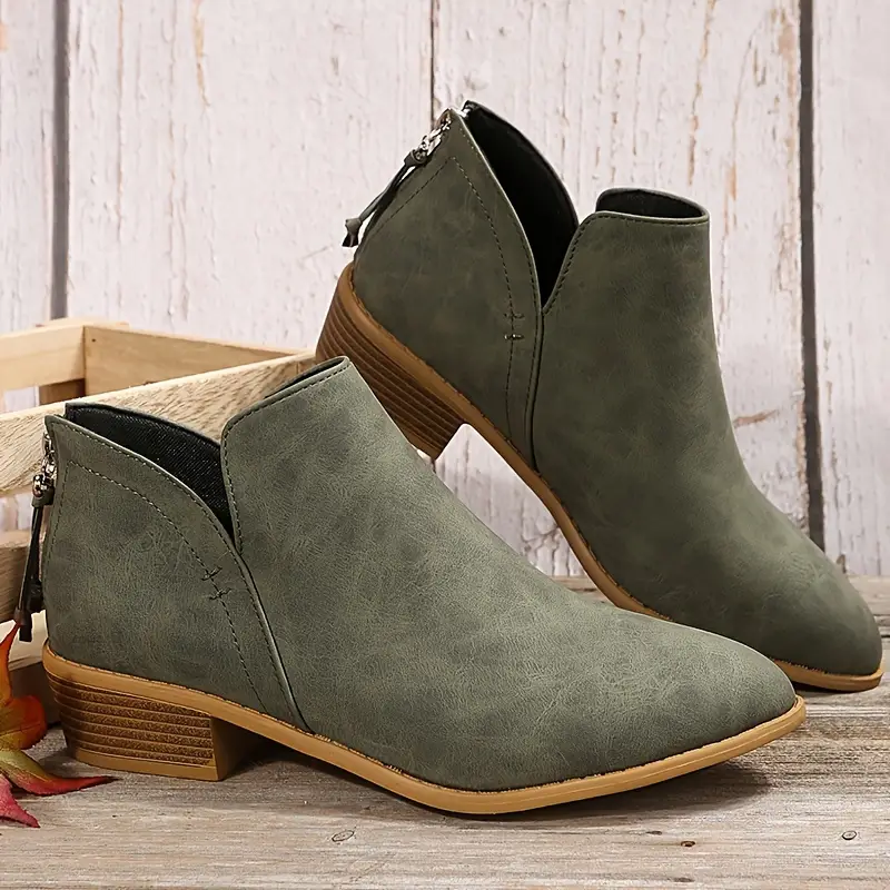 Heidi-Mode | V-Ausschnitt Chic Dicke Absatzstiefel für Damen - Image 7