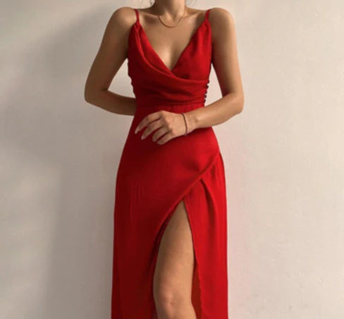 Heidi-Mode | V-Ausschnitt Midikleid mit Druck und Schlitz - Image 9