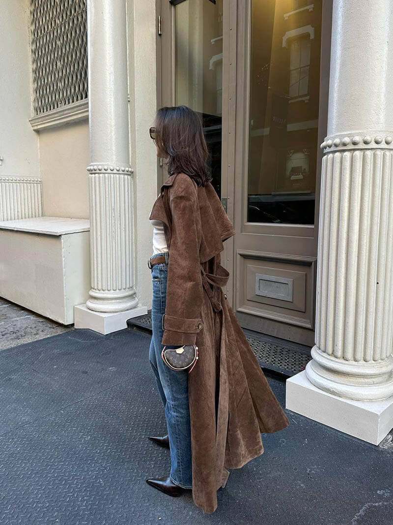 Heidi-Mode | Veganer Wildleder Trenchcoat - Image 2