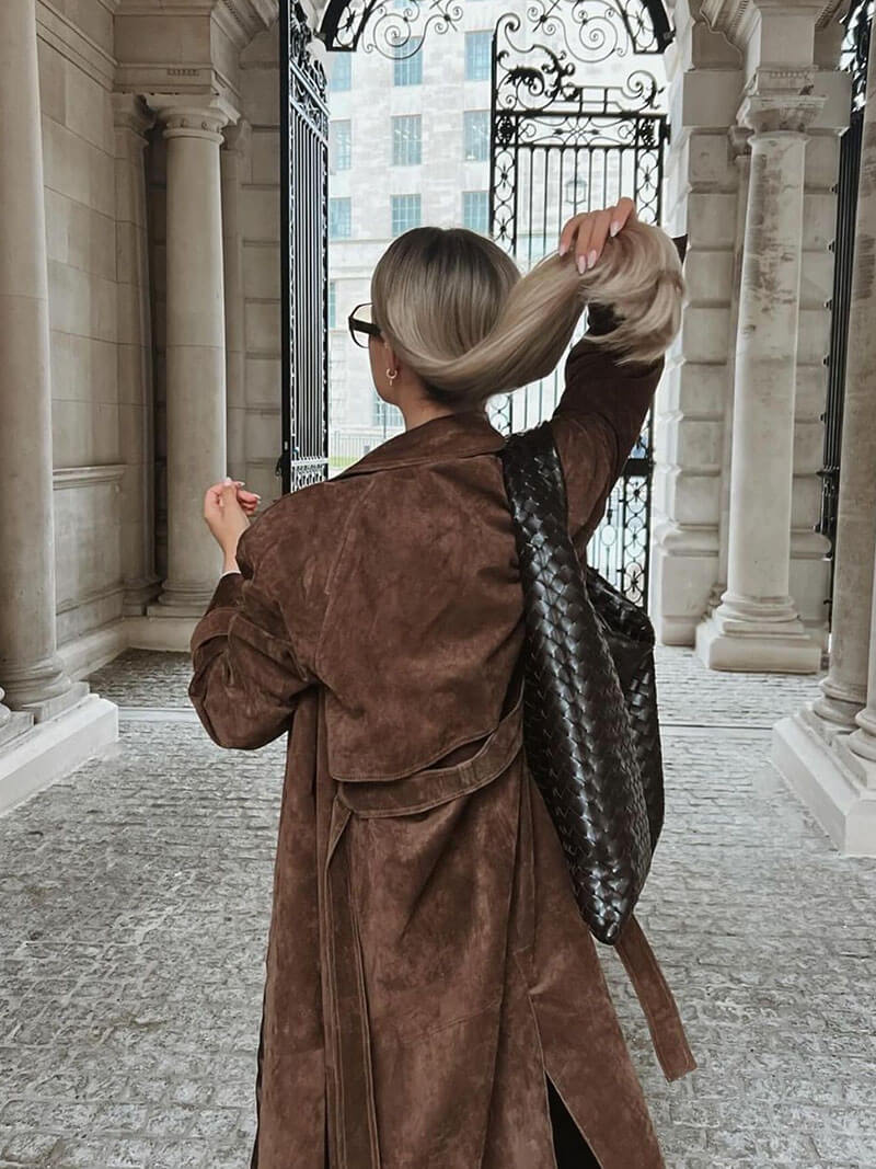 Heidi-Mode | Veganer Wildleder Trenchcoat - Image 4