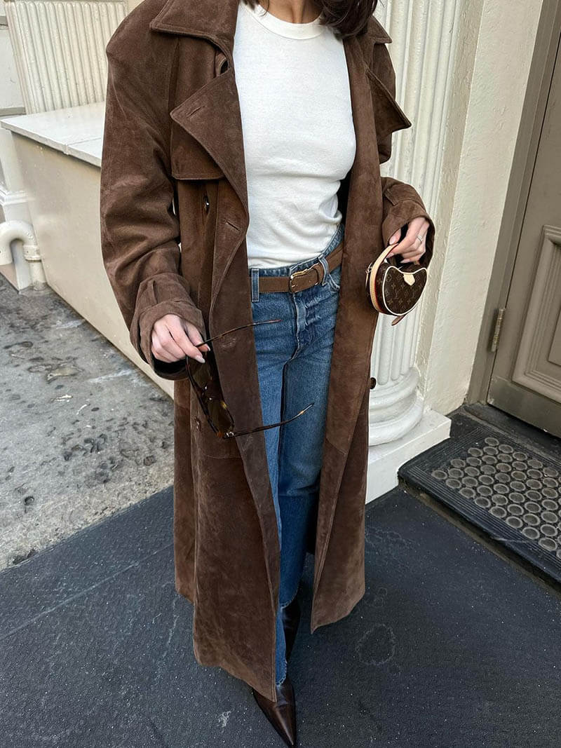 Heidi-Mode | Veganer Wildleder Trenchcoat - Image 5