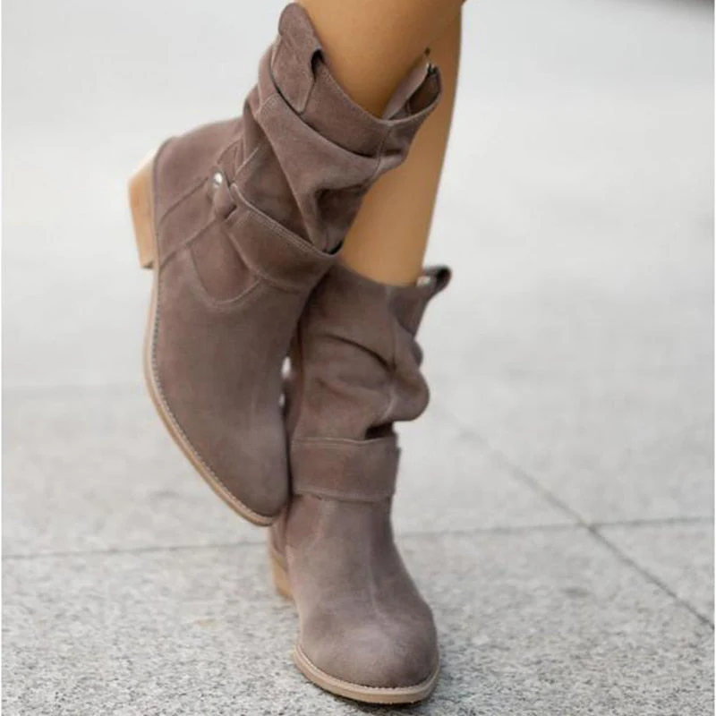 Heidi-Mode | Stiefeletten Aus Wildleder mit Runder Spitze und Reißverschluss für Damen - Image 2