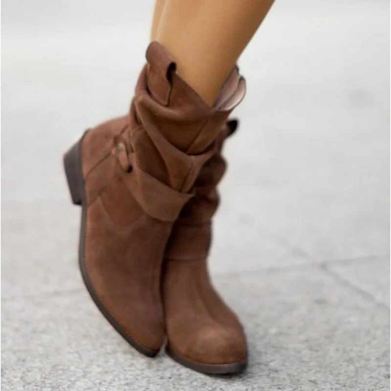 Heidi-Mode | Stiefeletten Aus Wildleder mit Runder Spitze und Reißverschluss für Damen - Image 3