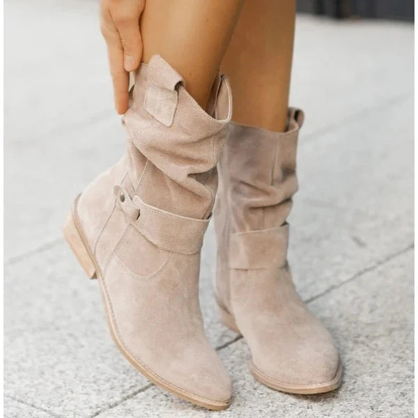Heidi-Mode | Stiefeletten Aus Wildleder mit Runder Spitze und Reißverschluss für Damen - Image 5