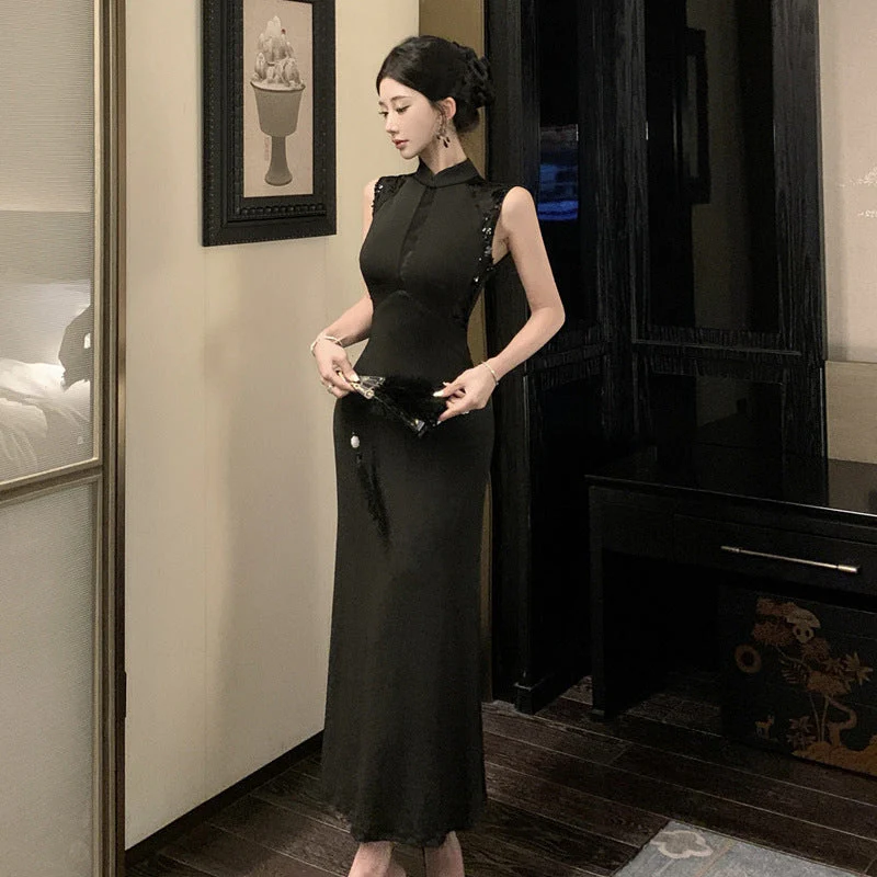 Heidi-Mode | Vintage Elegante Ärmellose Verbessertes Qipao Kleid - Image 2