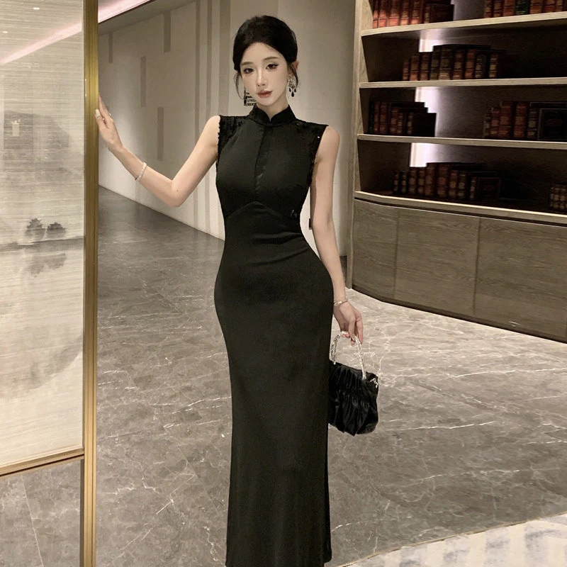 Heidi-Mode | Vintage Elegante Ärmellose Verbessertes Qipao Kleid - Image 5