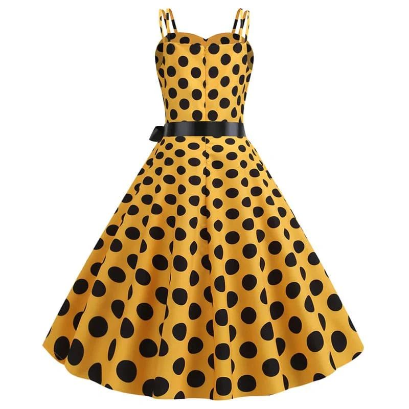 Heidi-Mode | Vintage Kleid Rockabilly Gelb Punkt - Image 2