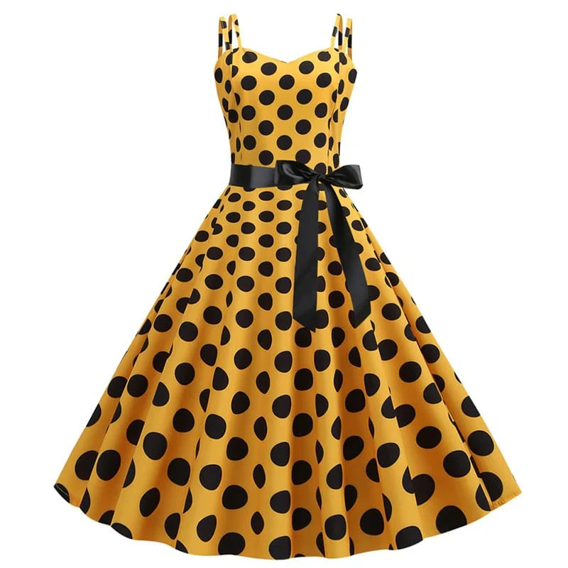 Heidi-Mode | Vintage Kleid Rockabilly Gelb Punkt - Image 4