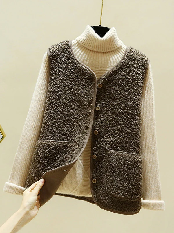 Heidi-Mode | Warmer Ärmelloser Lammwolle Cardigan für Frauen - Image 3